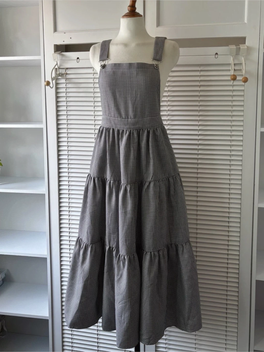 Gingham Check Overall Dress