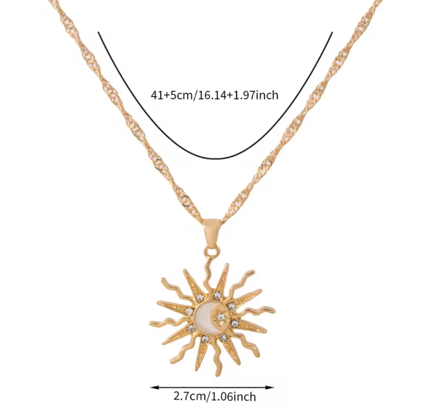 Gold Sun Stars & Moon Pendant Necklace image indicator(3)