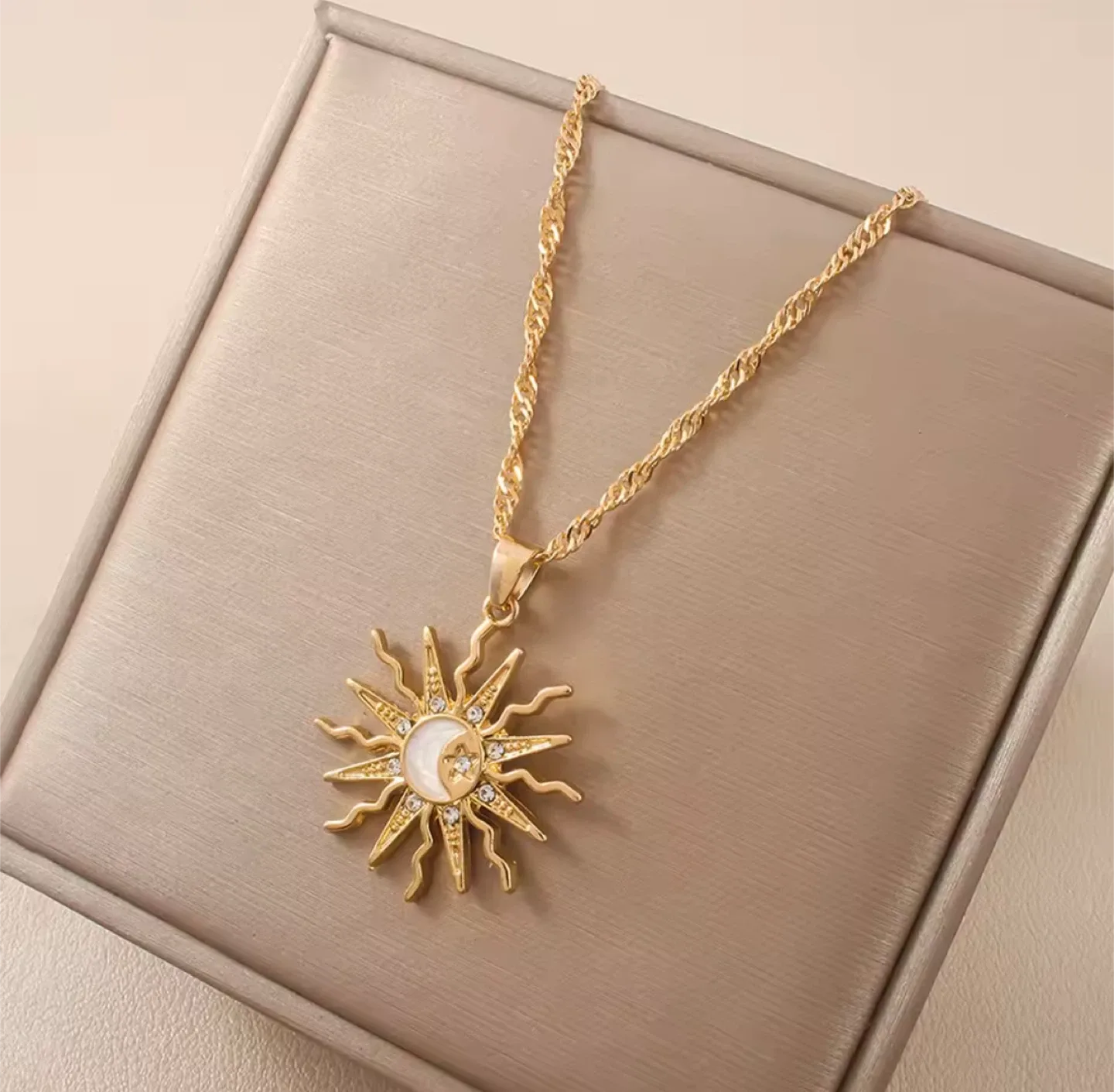 Gold Sun Stars & Moon Pendant Necklace image indicator(2)
