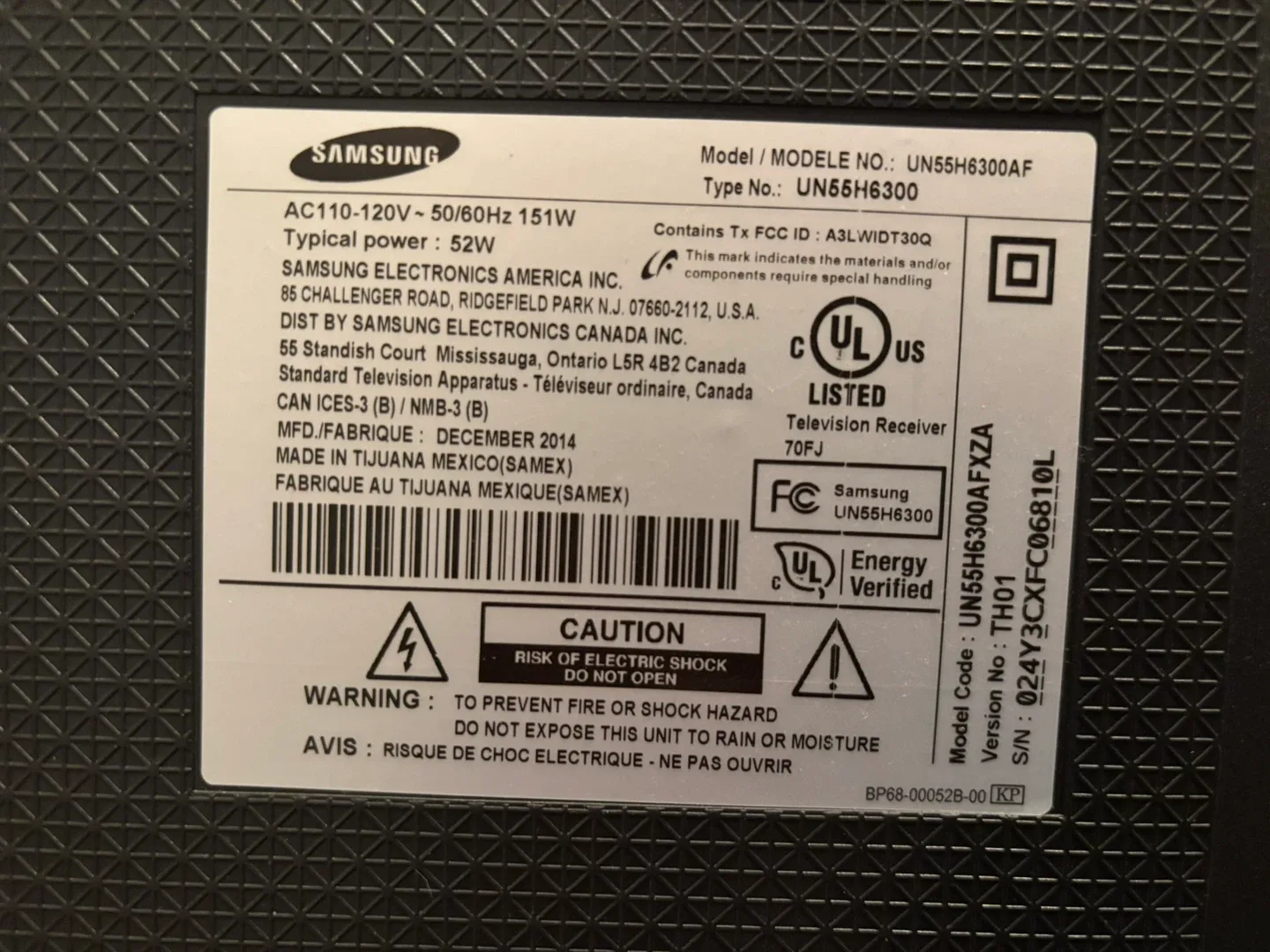 Samsung 55” TV image indicator(2)