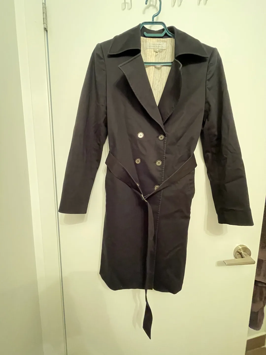 Woman’s Tahari Black Trench Coat thumbnail