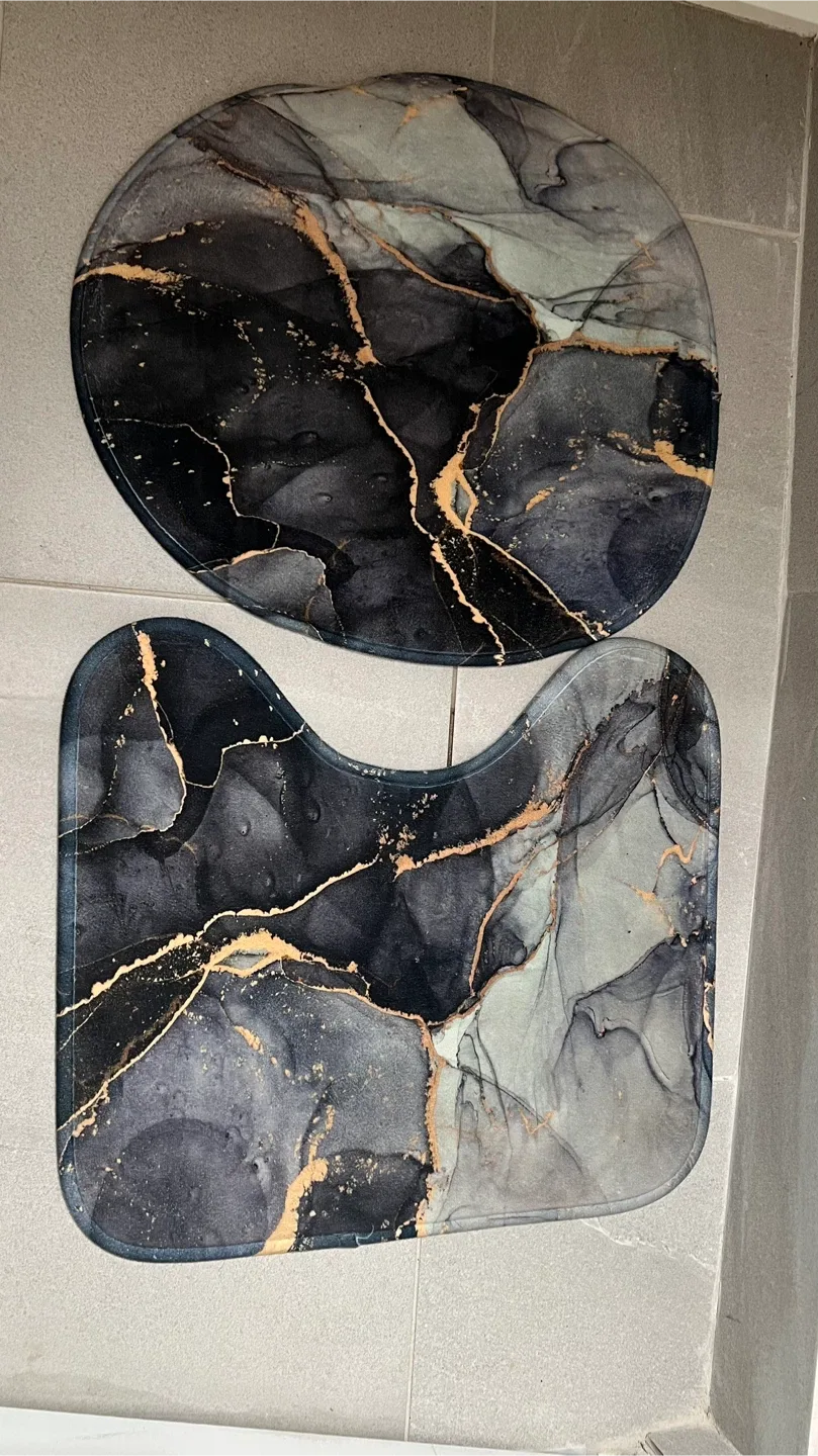 Bathroom Mat Set - Black Marble Design thumbnail