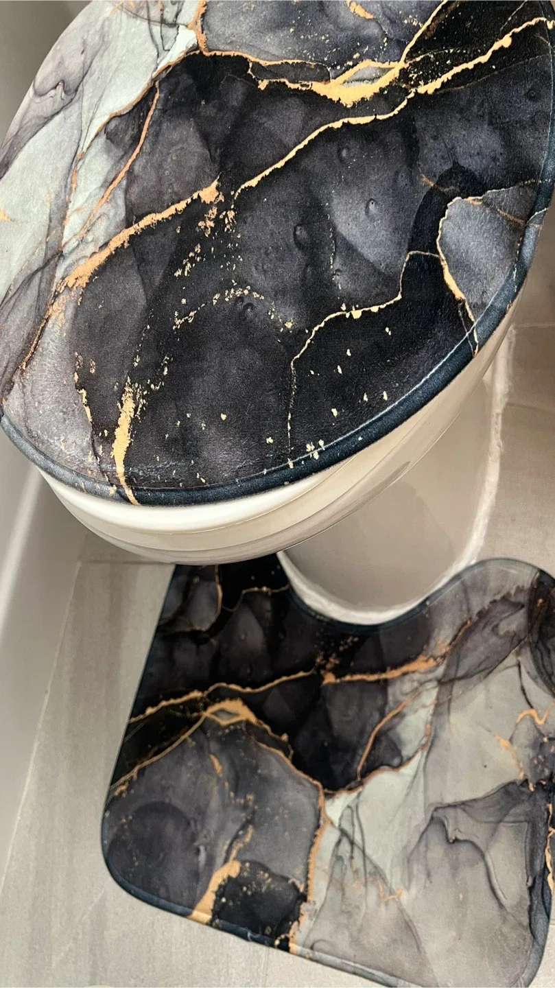 Bathroom Mat Set - Black Marble Design image indicator(2)