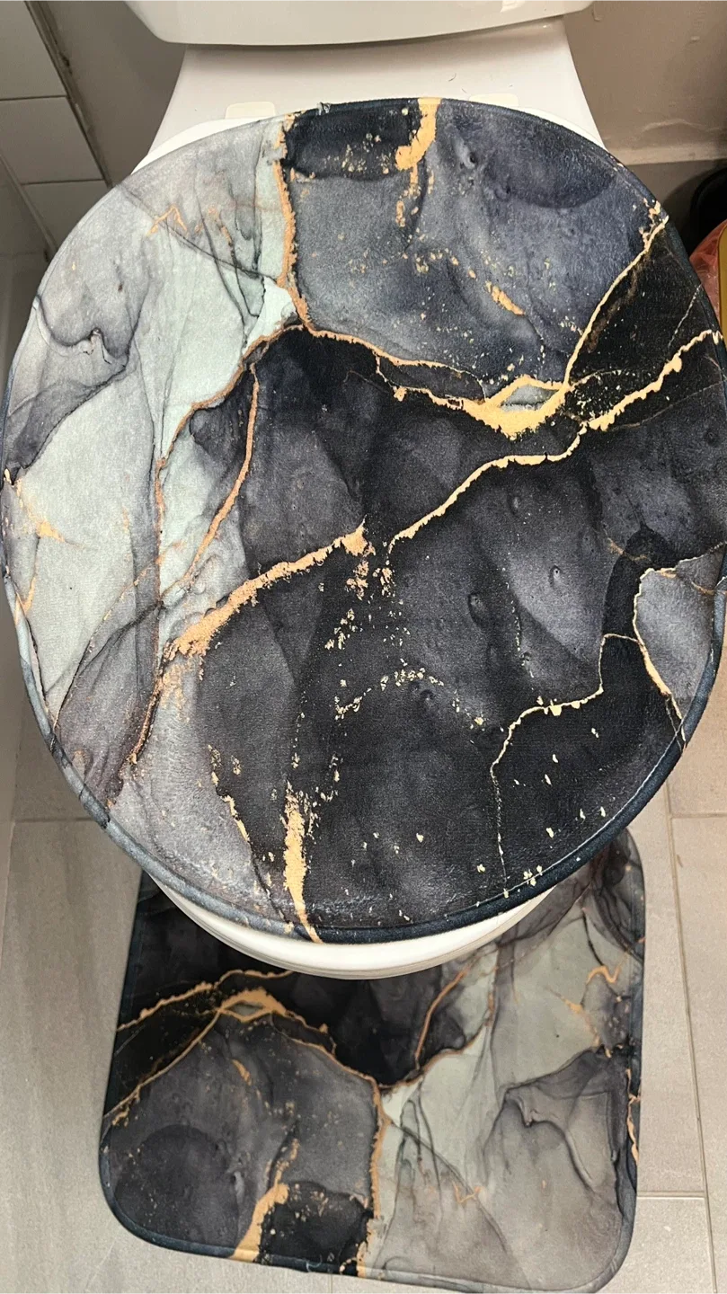 Bathroom Mat Set - Black Marble Design image indicator(3)