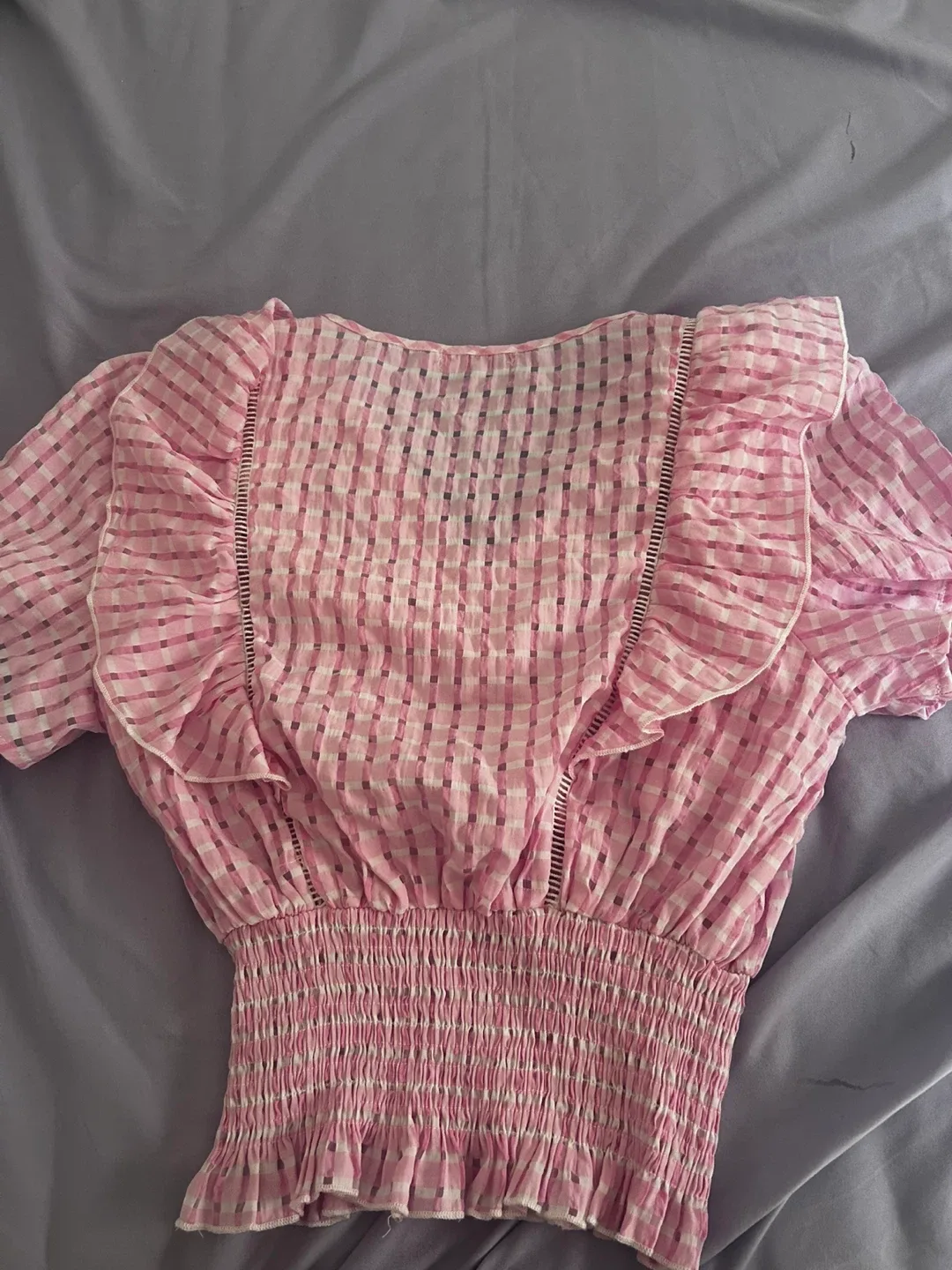 Rose Fashion Pink Checkered Blouse - Size OS image indicator(2)