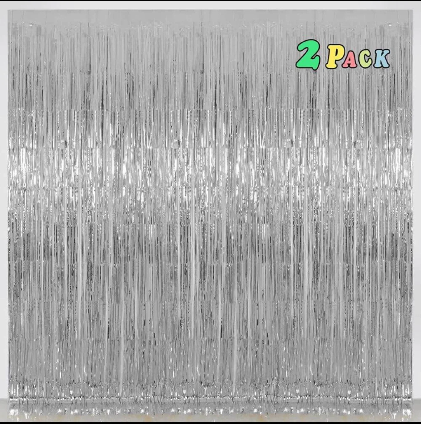 New 2packs of silver Foil Curtain, 3.2 ft x 8.2 ft -Silver thumbnail