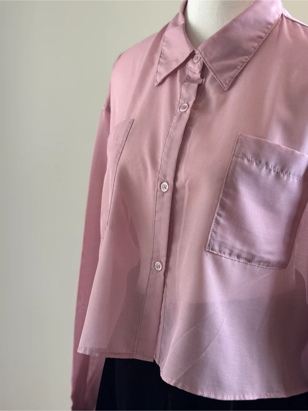 Pink Sheer Cropped Shirt image indicator(5)