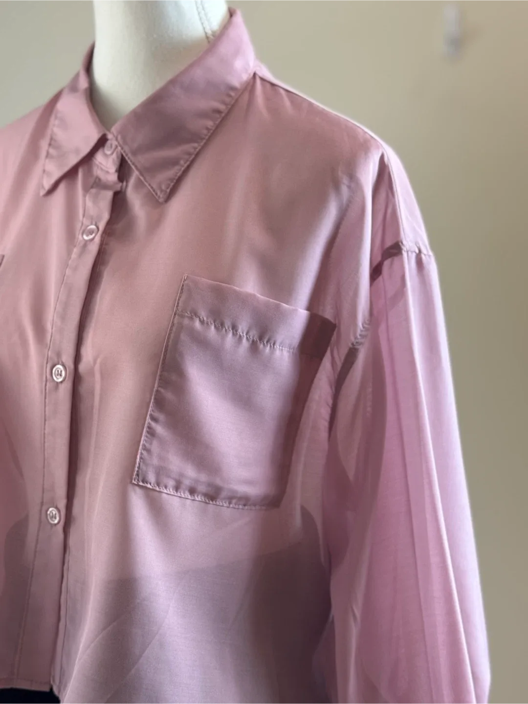 Pink Sheer Cropped Shirt image indicator(4)