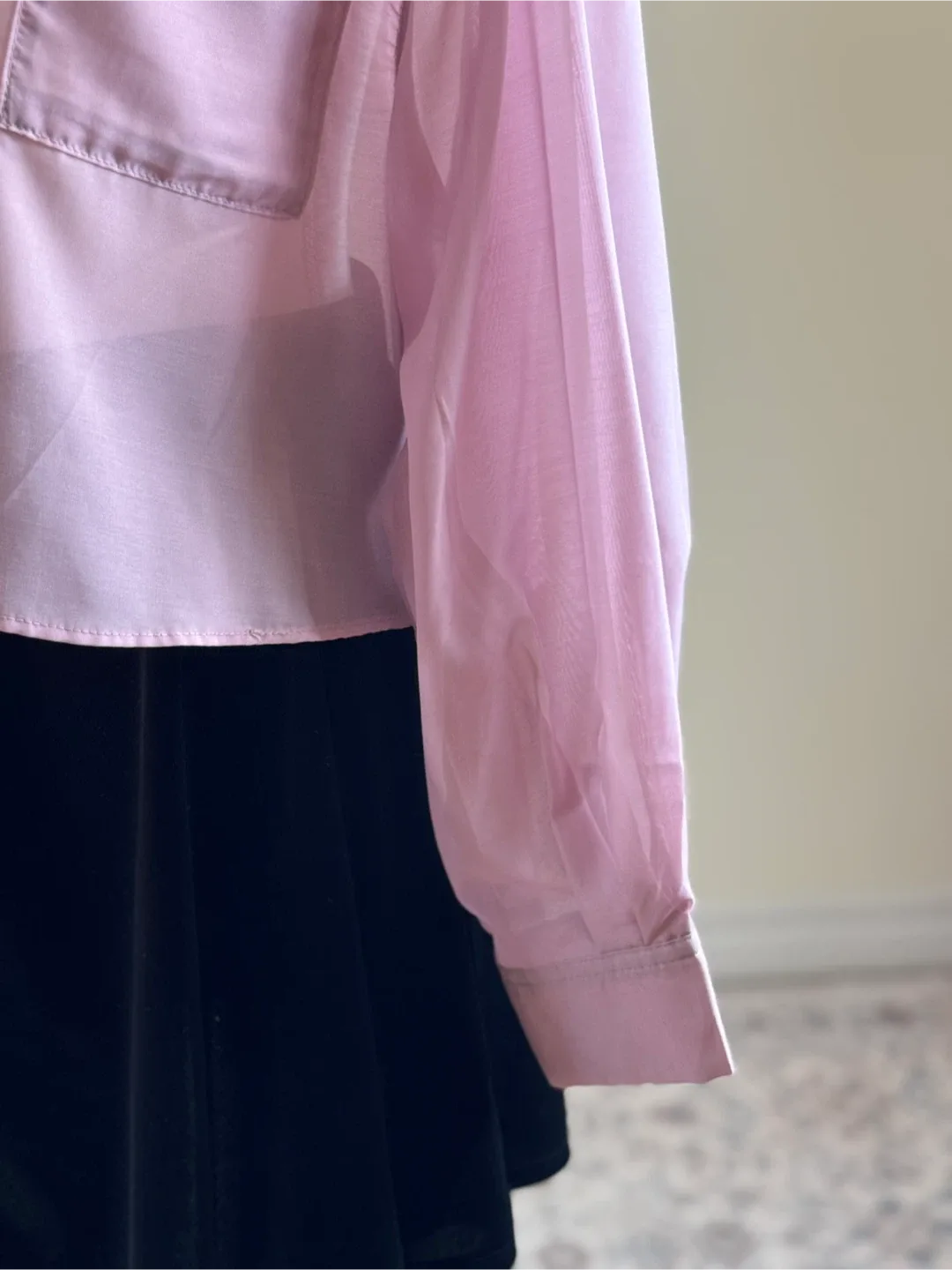 Pink Sheer Cropped Shirt image indicator(6)