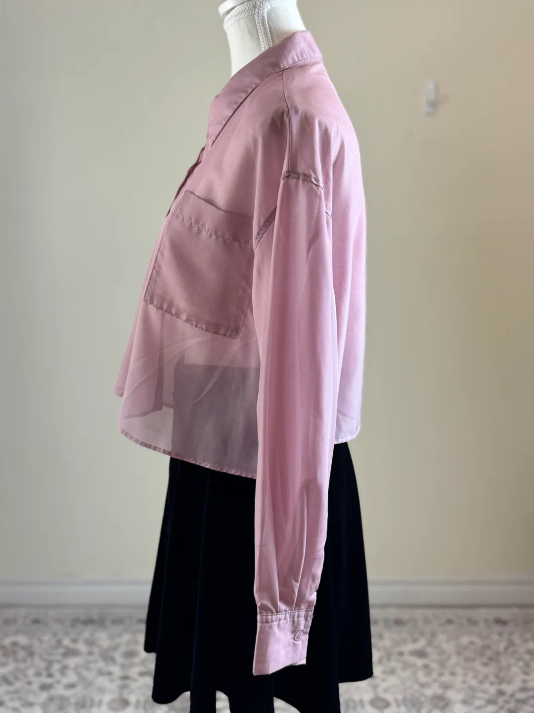 Pink Sheer Cropped Shirt image indicator(7)