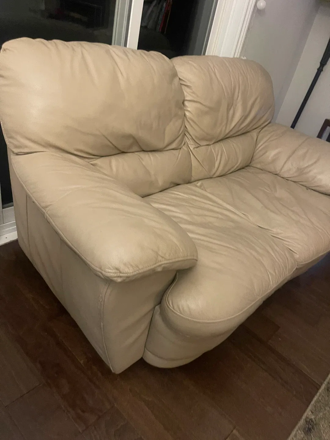 Beige Leather Loveseat Sofa image indicator(3)