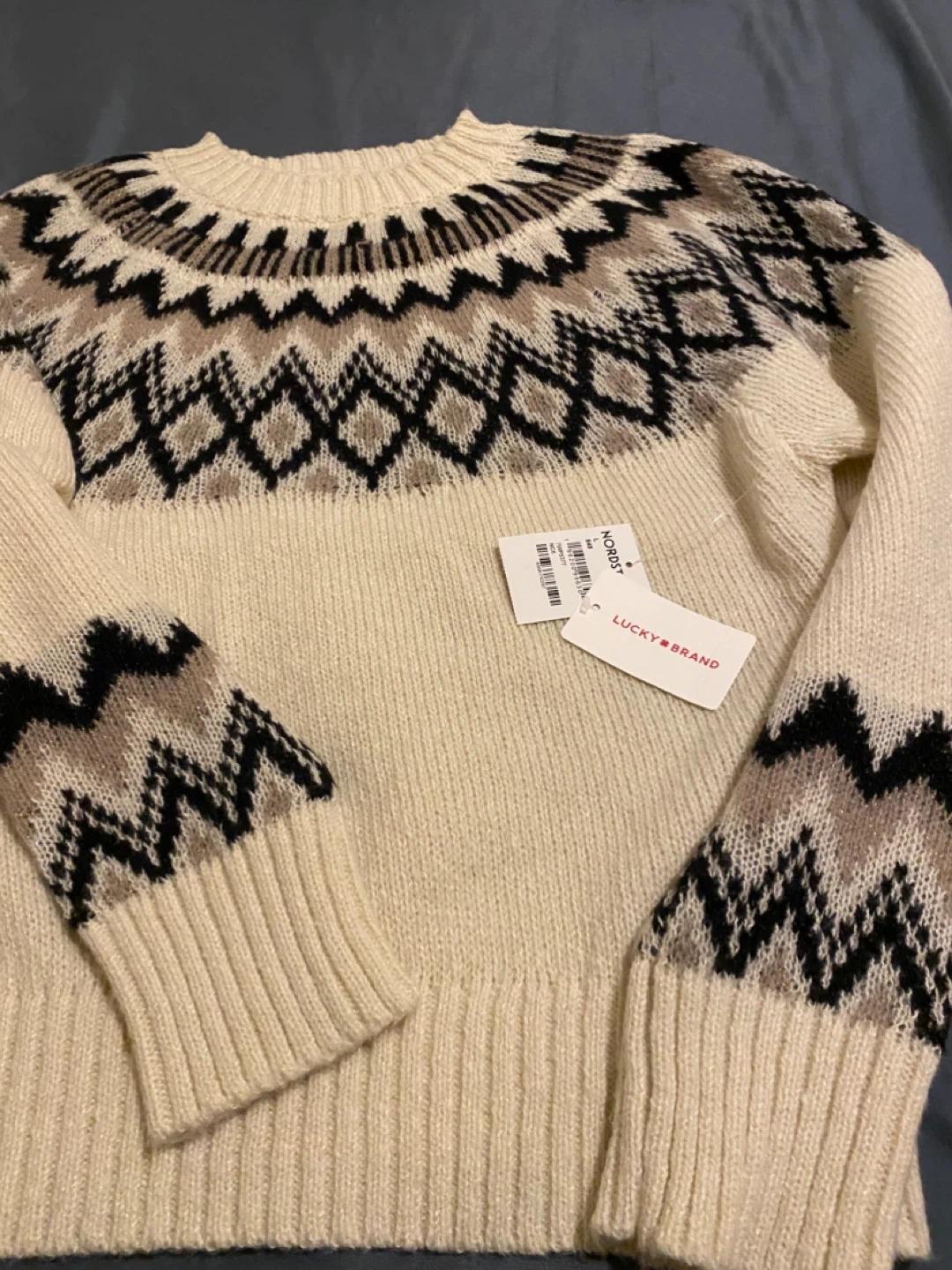 Lucky Brand Cream Patterned Sweater