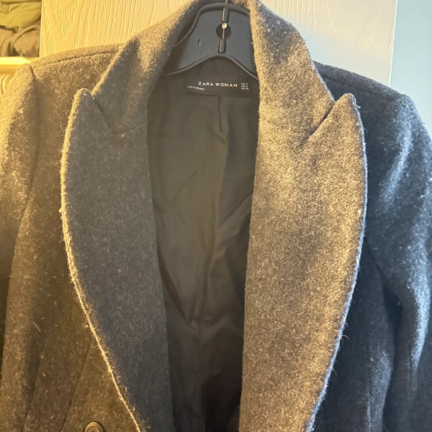 Zara Woman Grey Wool Blend Coat