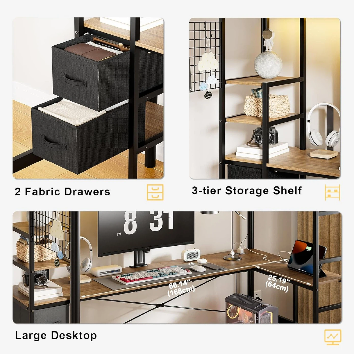 Black Metal Loft Bed with Desk - photo 4