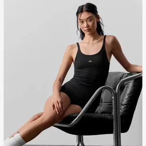 ALO Yoga Ribbed Prosper Tank - Black/White | Karrot ALO Yoga Ribbed Prosper Tank - Black/White | Karrot