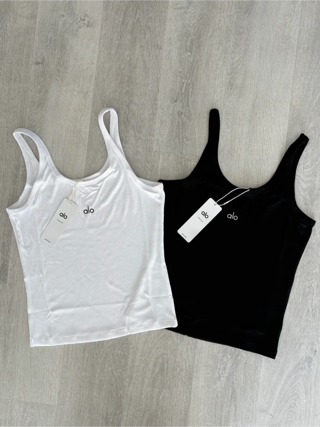 ALO Yoga Ribbed Prosper Tank - Black/White thumbnail