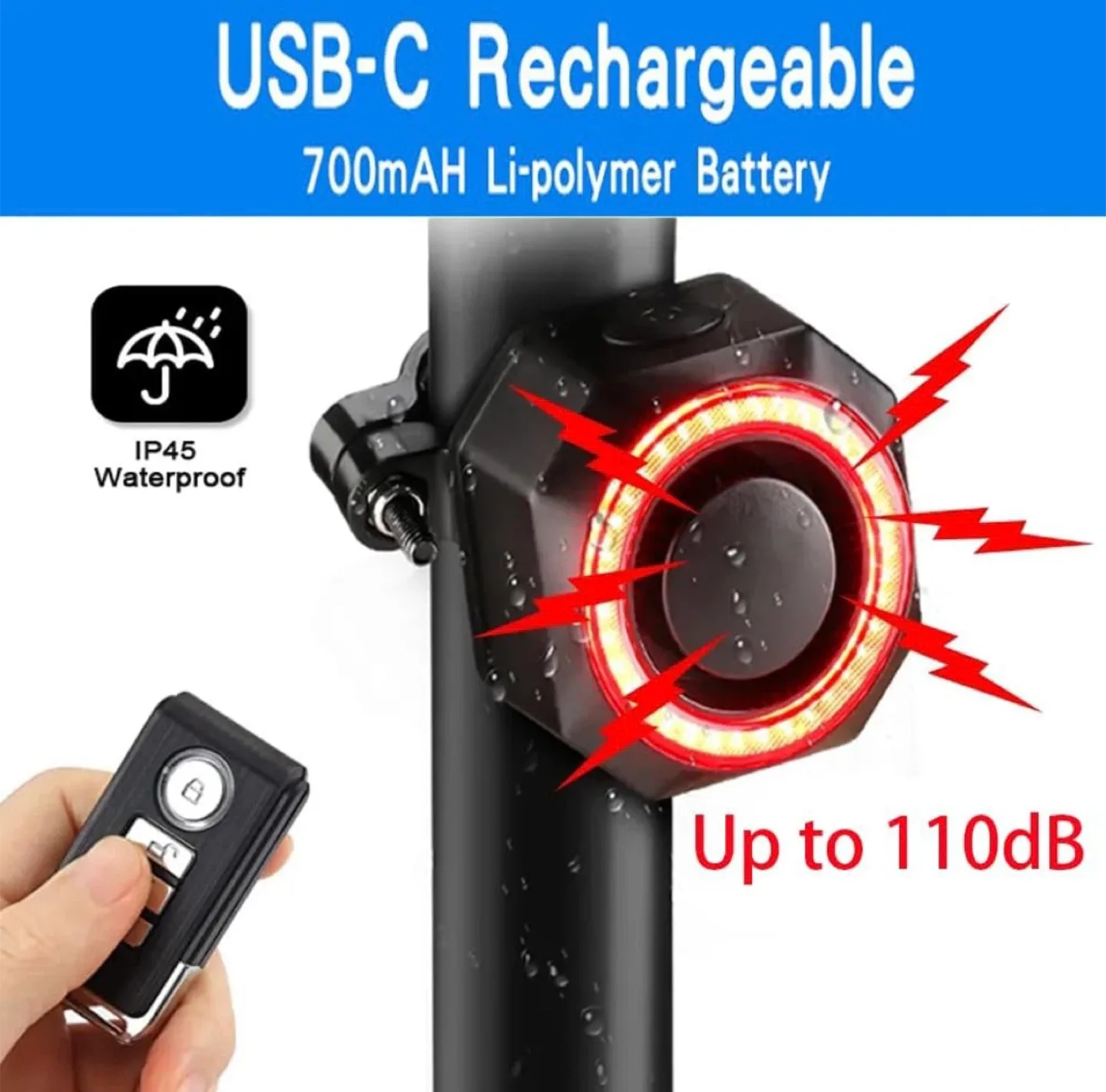 HoneTeek Bike Tail Light & Alarm System image indicator(4)