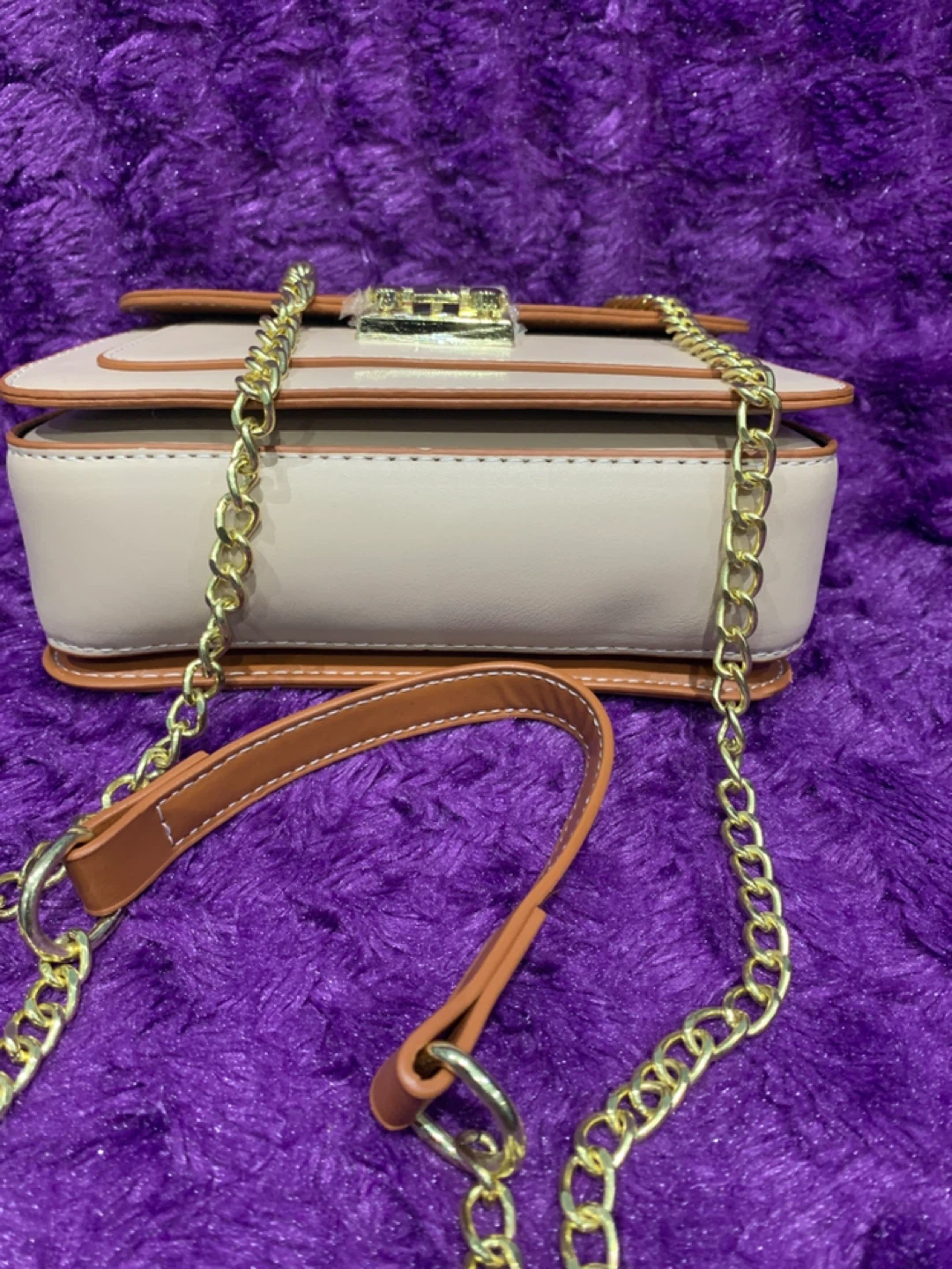 Beige & Brown Chain Shoulder Bag - photo 3