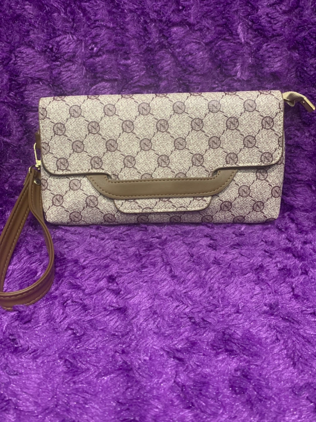 Patterned Clutch with Wrist Strap