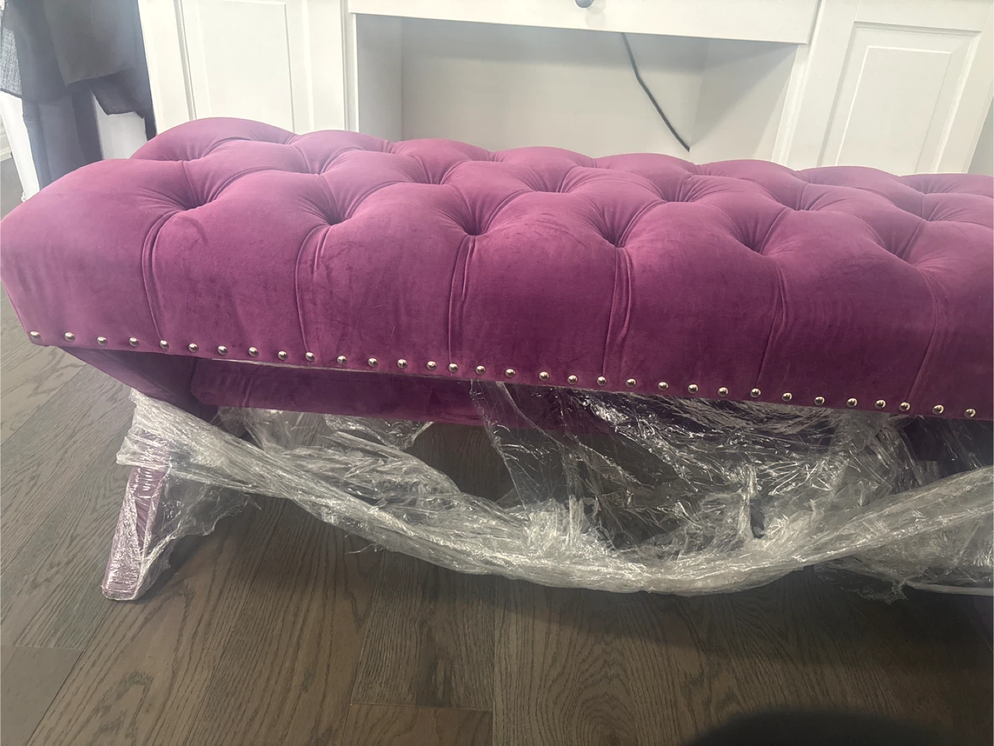 Purple Tufted Ottoman Bench