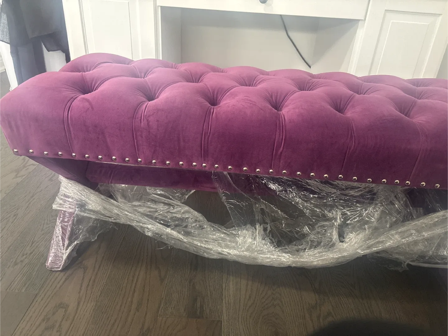 Purple Tufted Ottoman Bench thumbnail