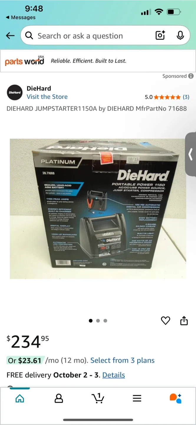 DieHard 750 Peak Amps Portable Power Jump Starter image indicator(2)