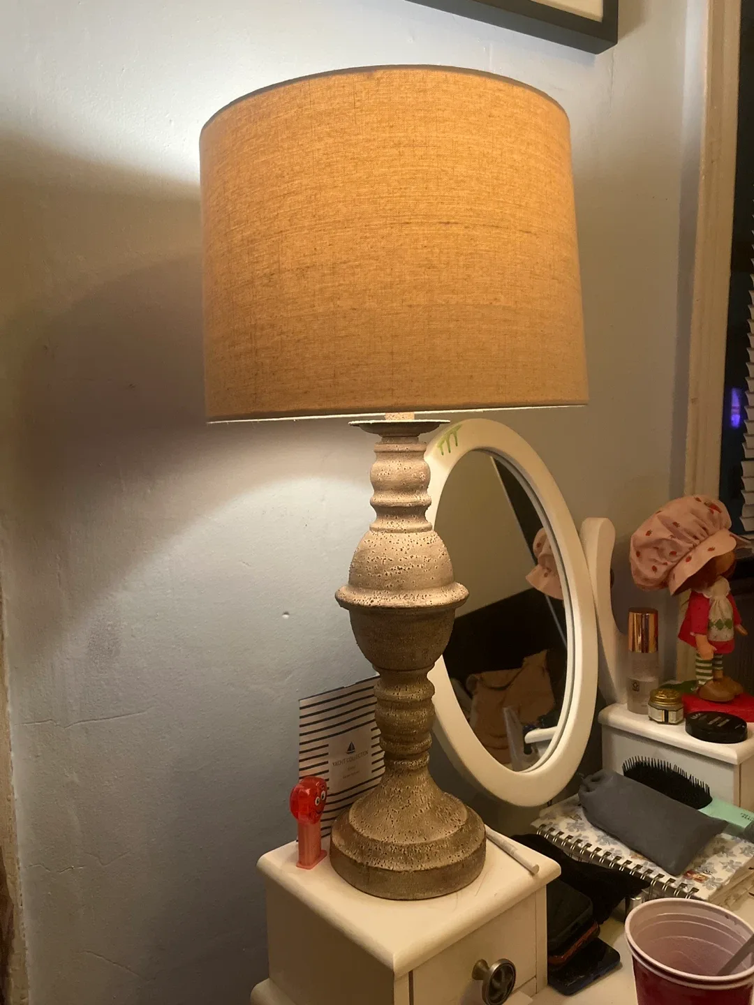 Tan Table Lamp with Textured Base image indicator(2)