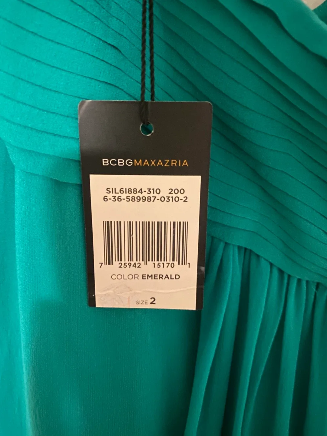 BCBGMAXAZRIA Emerald Green Dress - Size 2 image indicator(4)