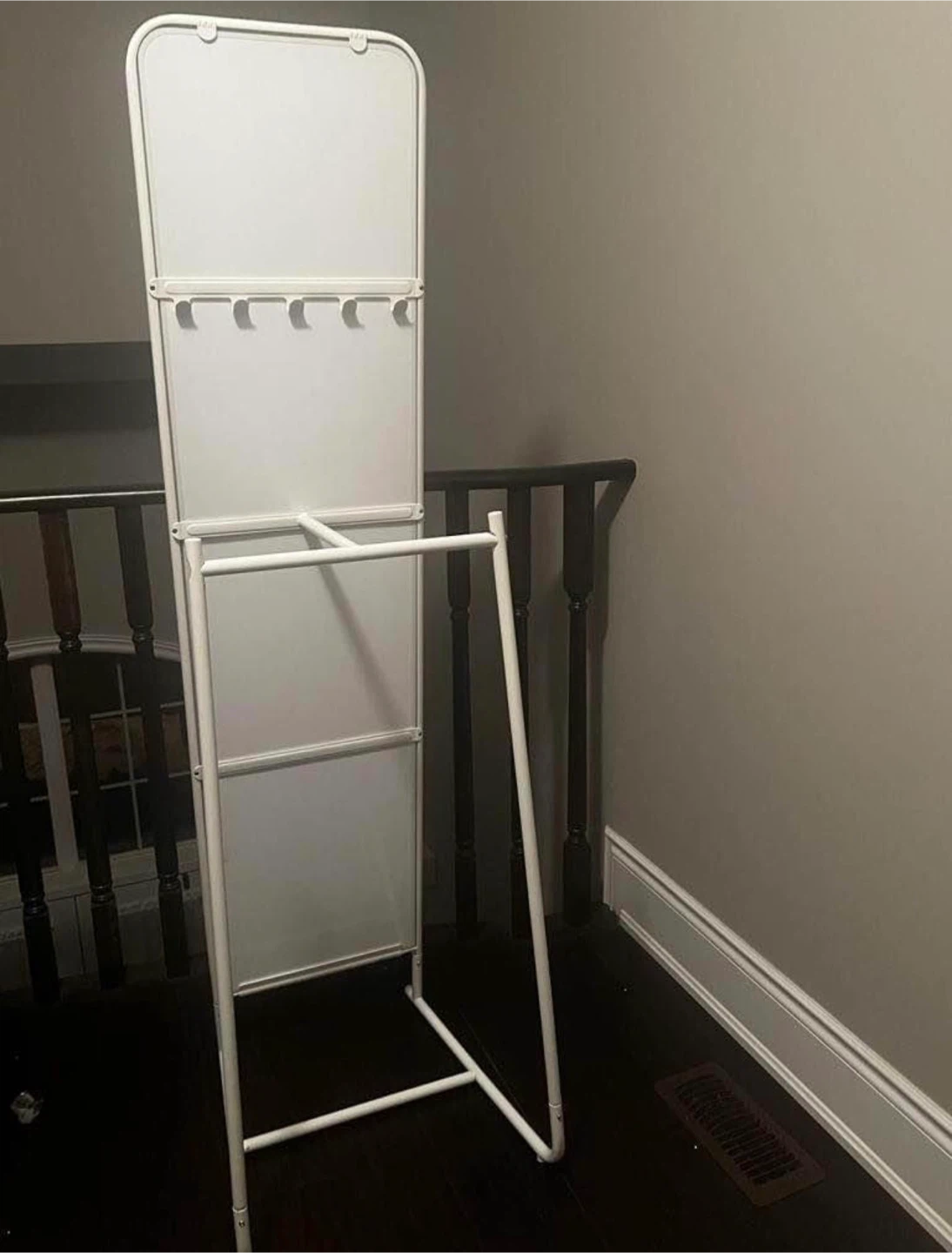 White Standing Mirror with Hooks - photo 2