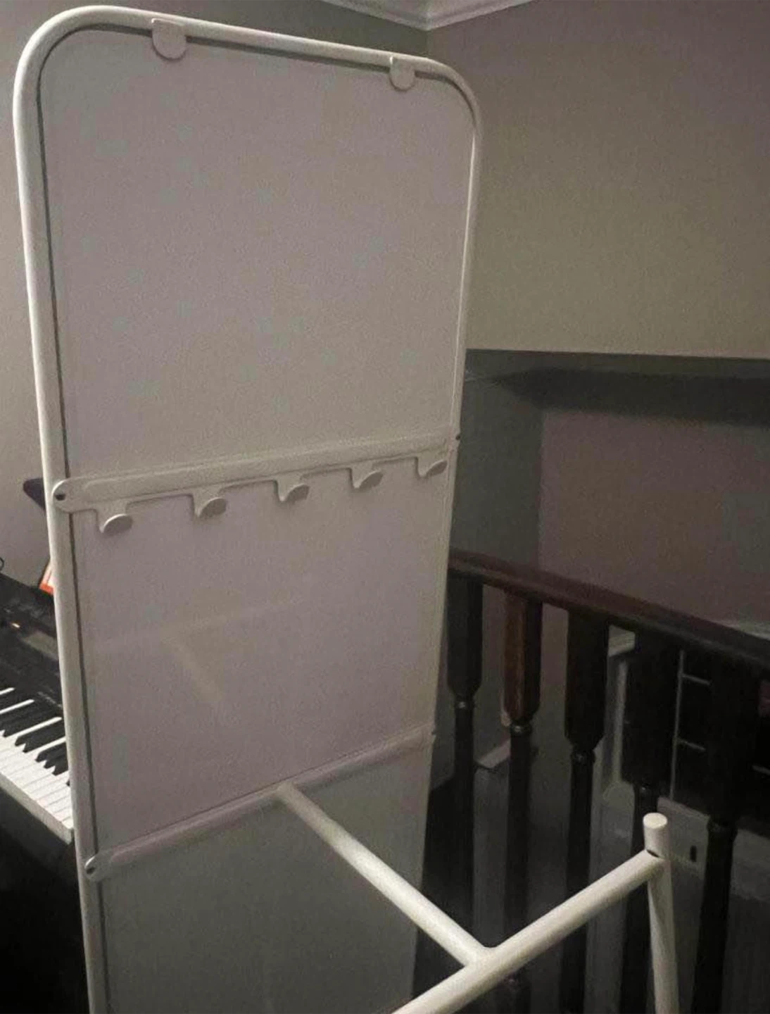 White Standing Mirror with Hooks - photo 4