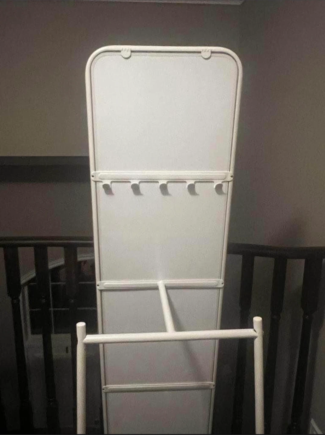 White Standing Mirror with Hooks - photo 3
