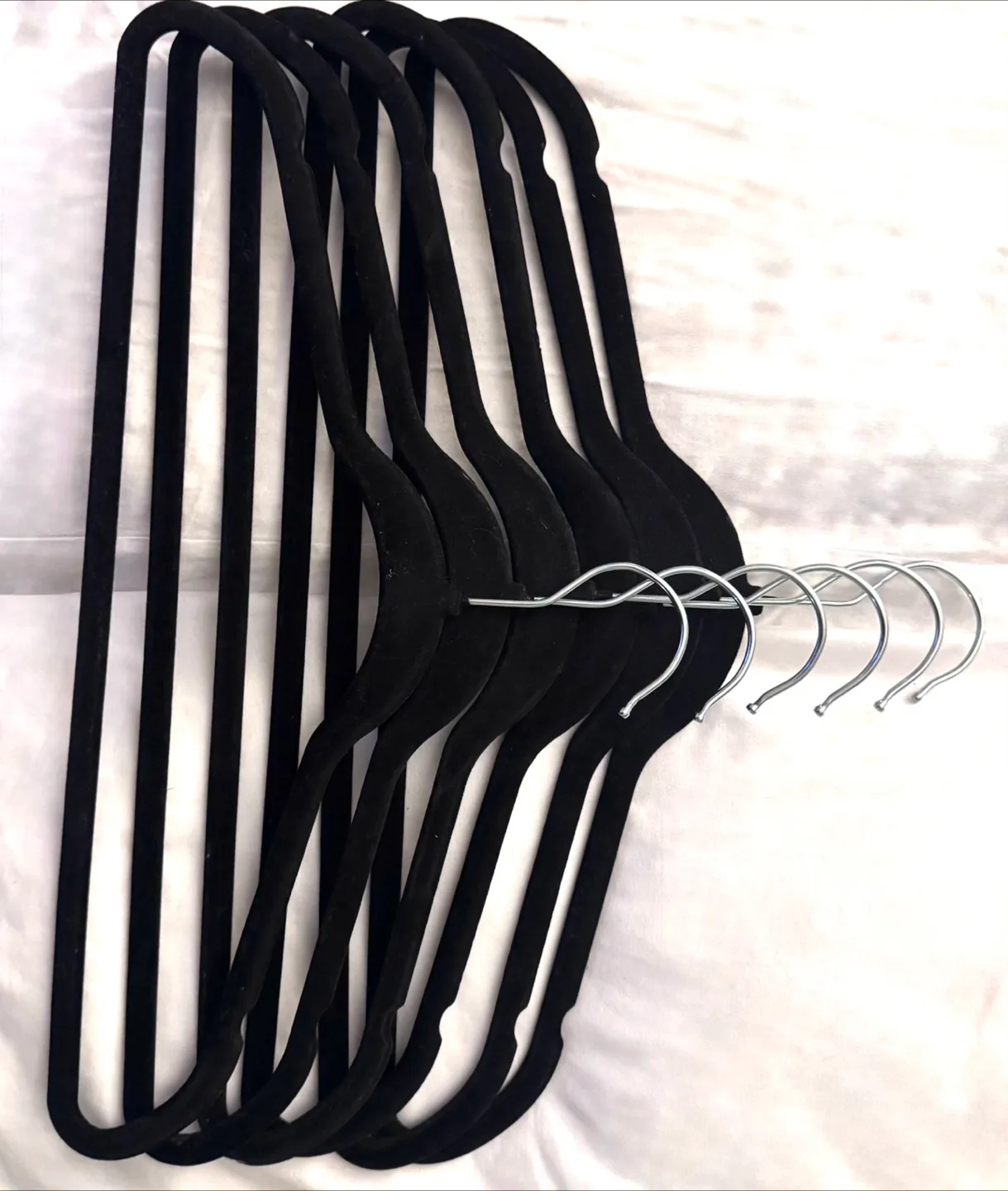 Black & silver Velvet Hangers (Set of 6) thumbnail