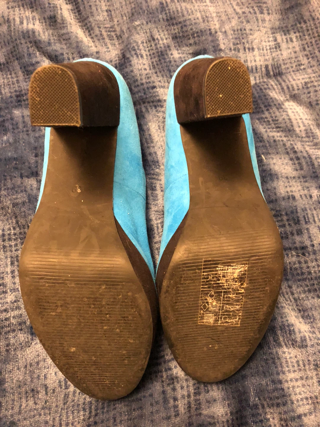 H&M Blue Suede Peep Toe Heels - Size 8 - photo 3