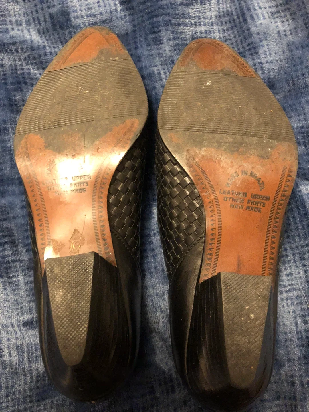 Arpeggios Black Leather Weave Heels - Size 7.5 image indicator(3)