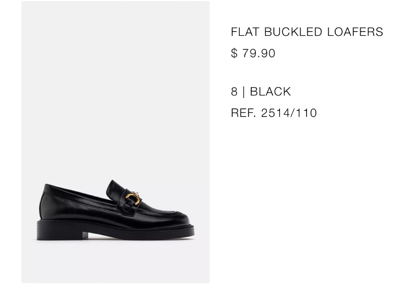 Zara Flat Buckled Loafers - Size 8 - photo 2
