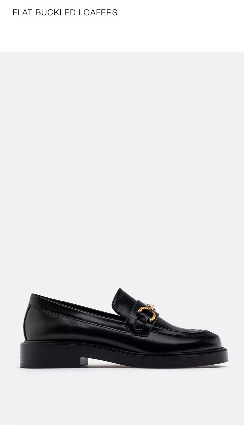 Zara Flat Buckled Loafers - Size 8