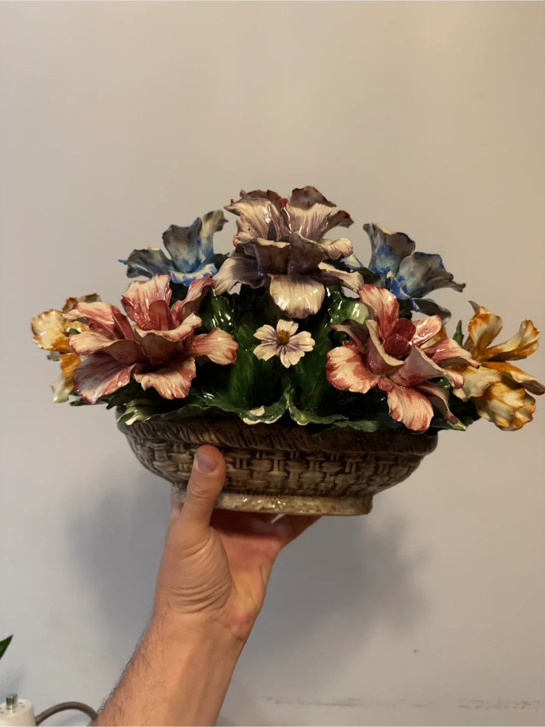 Vintage Made in Italy Floral Basket Capodimonte thumbnail
