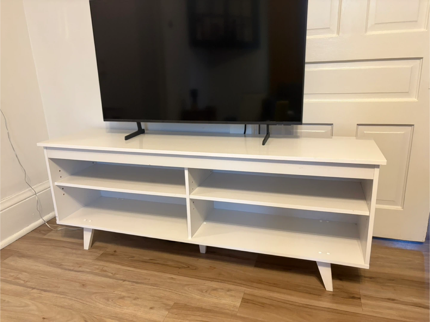 White TV Stand with Shelves