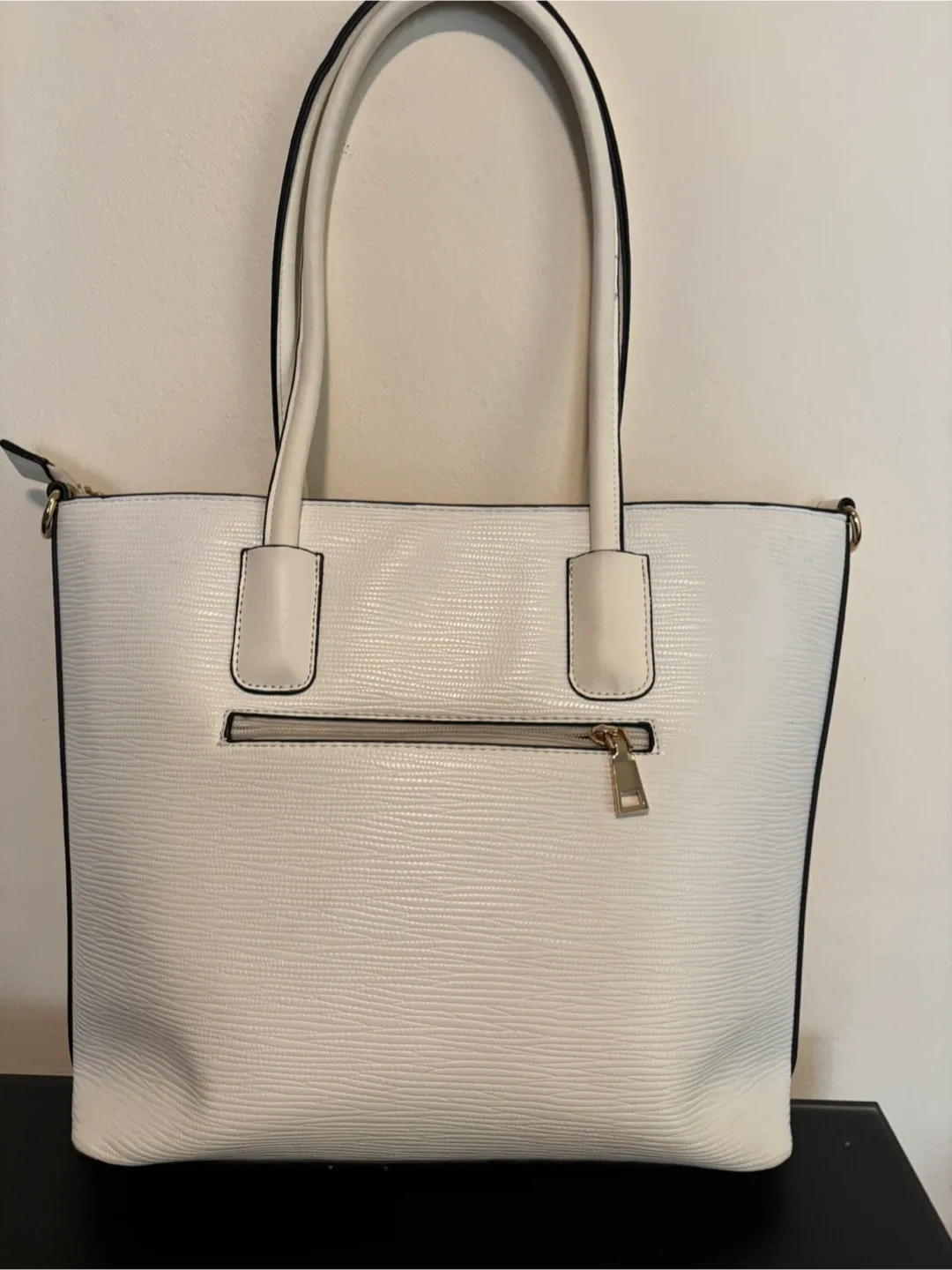 White Leather Tote Bag image indicator(2)