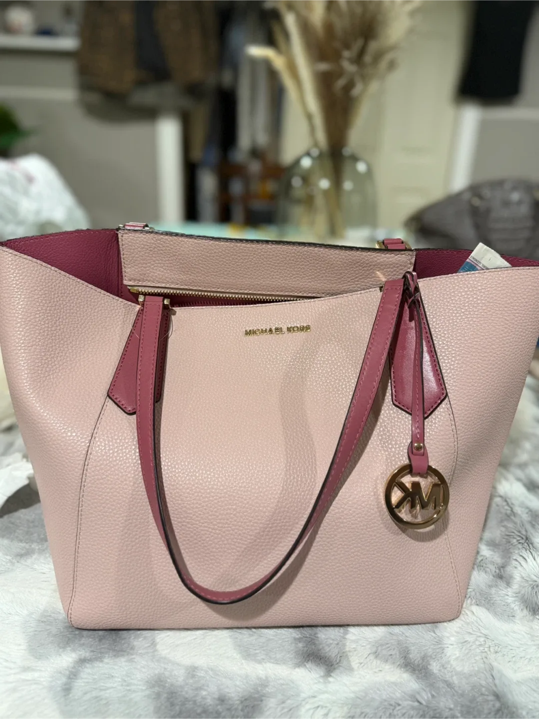 Michael Kors Pink Leather Tote Bag