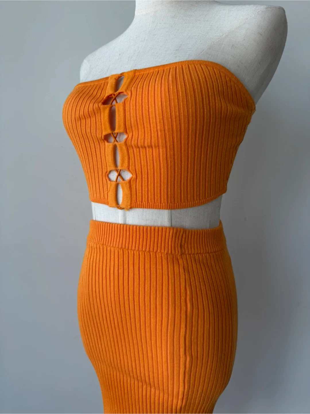 Orange Knit Two-Piece Set - size S thumbnail