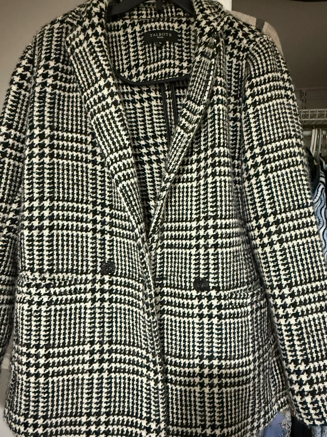 Talbots Petite Black & White Houndstooth Blazer - Size 8P