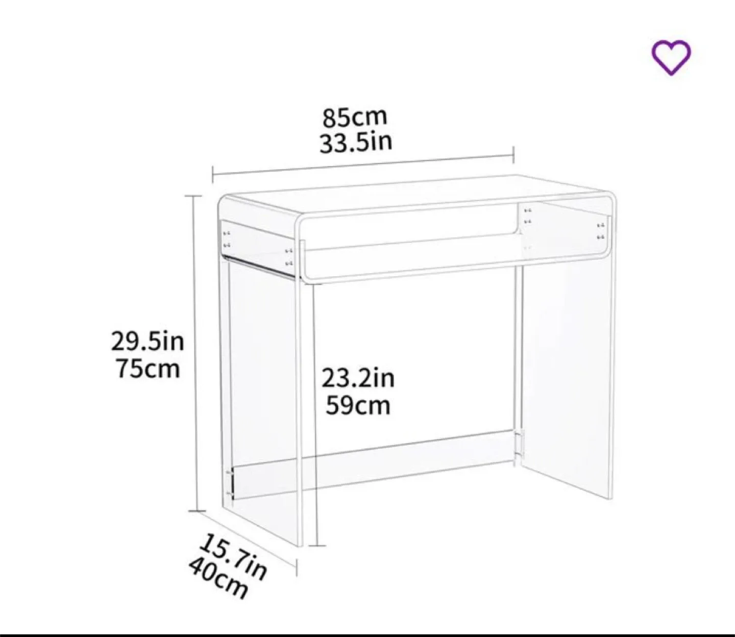Clear Acrylic Console Desk - 33.5 in image indicator(2)