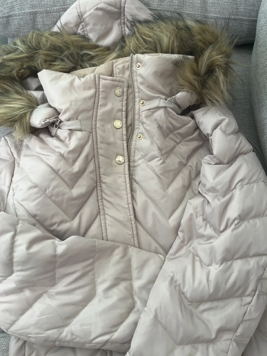 Very warm light beige down puffer coat image indicator(2)