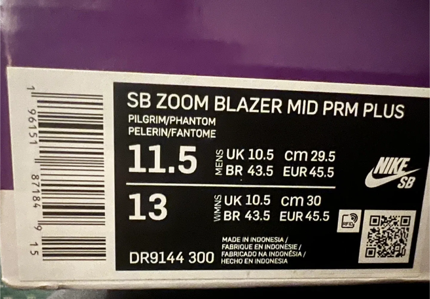 Nike SB Zoom Blazer Mid PRM Plus Pilgrim/Phantom - Size 11.5 image indicator(5)