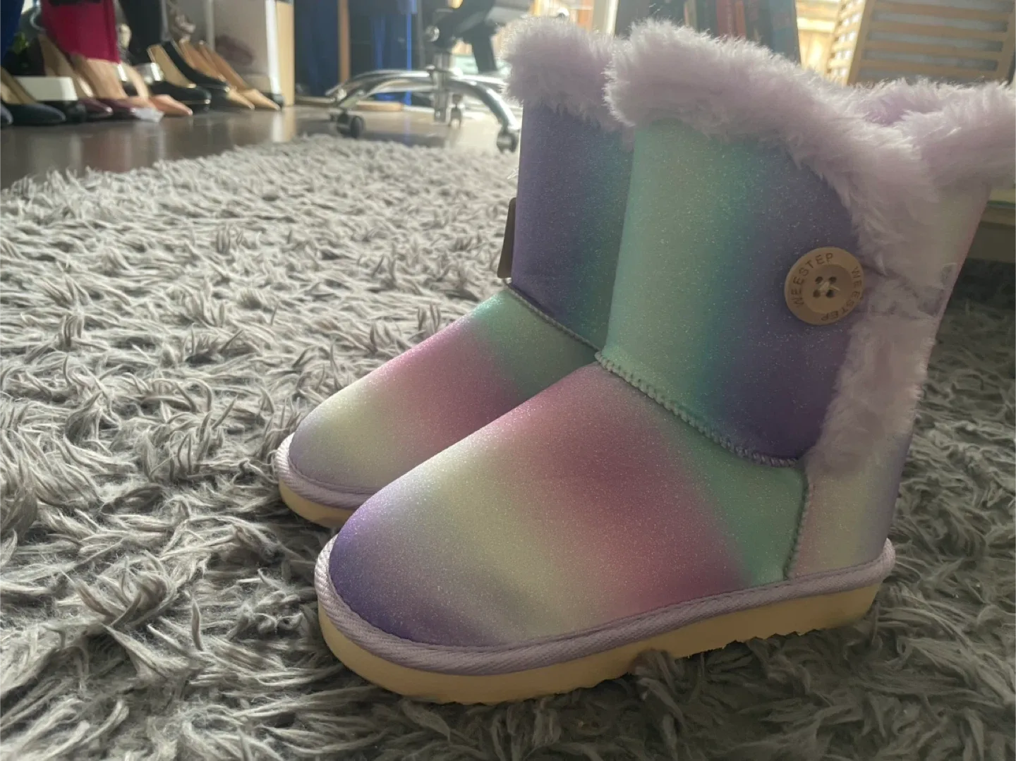Weestep Kids' Rainbow Glitter Winter Boots - Size 10 image indicator(5)