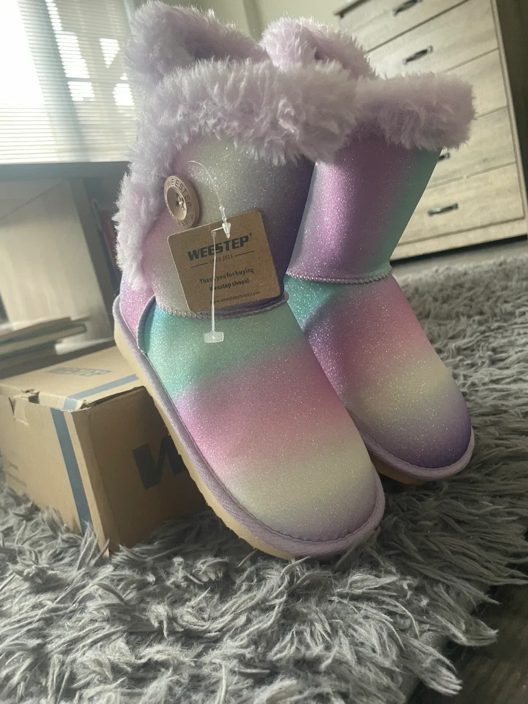 Weestep Kids' Rainbow Glitter Winter Boots - Size 10 image indicator(3)