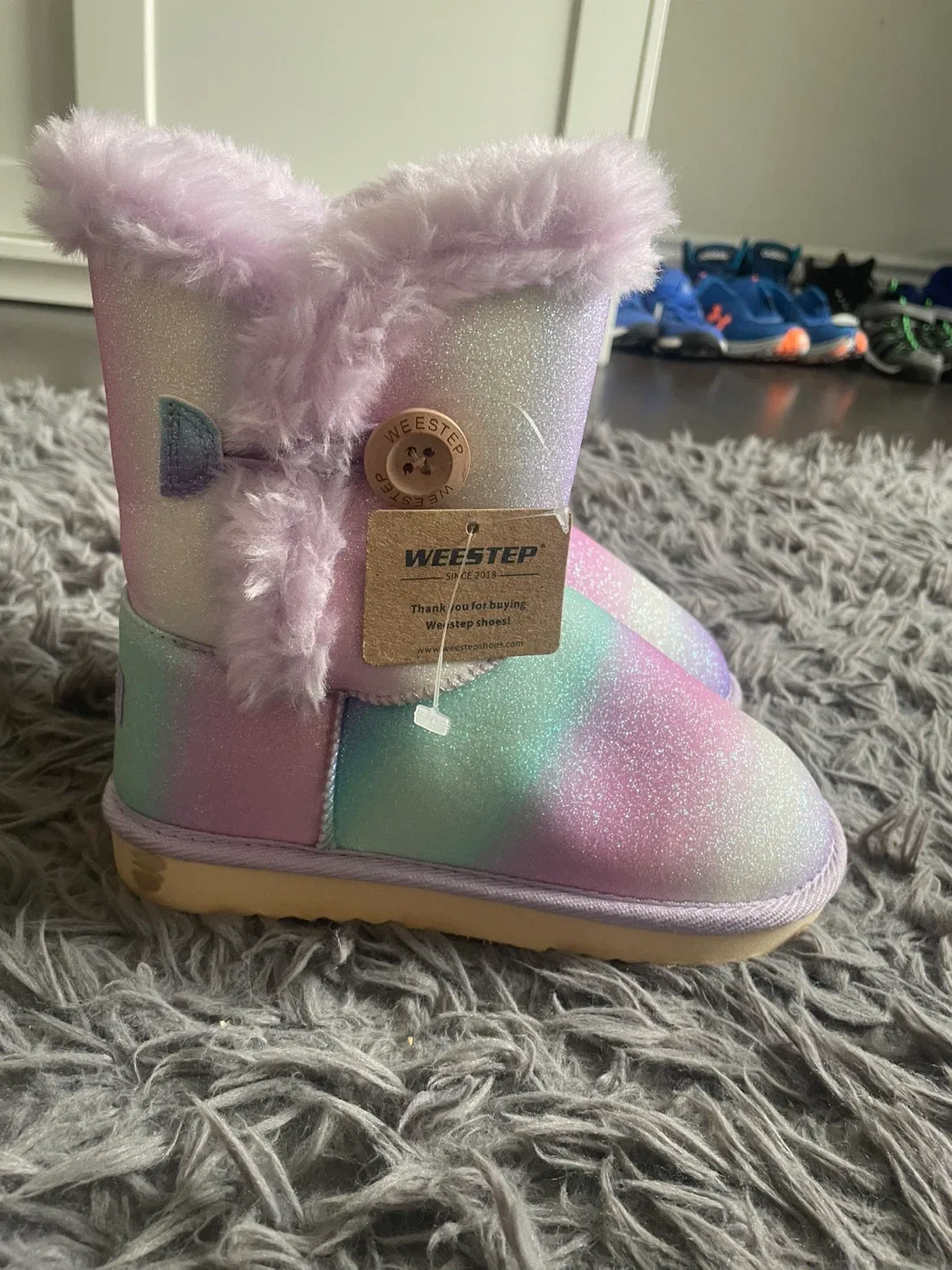 Weestep Kids' Rainbow Glitter Winter Boots - Size 10 image indicator(6)