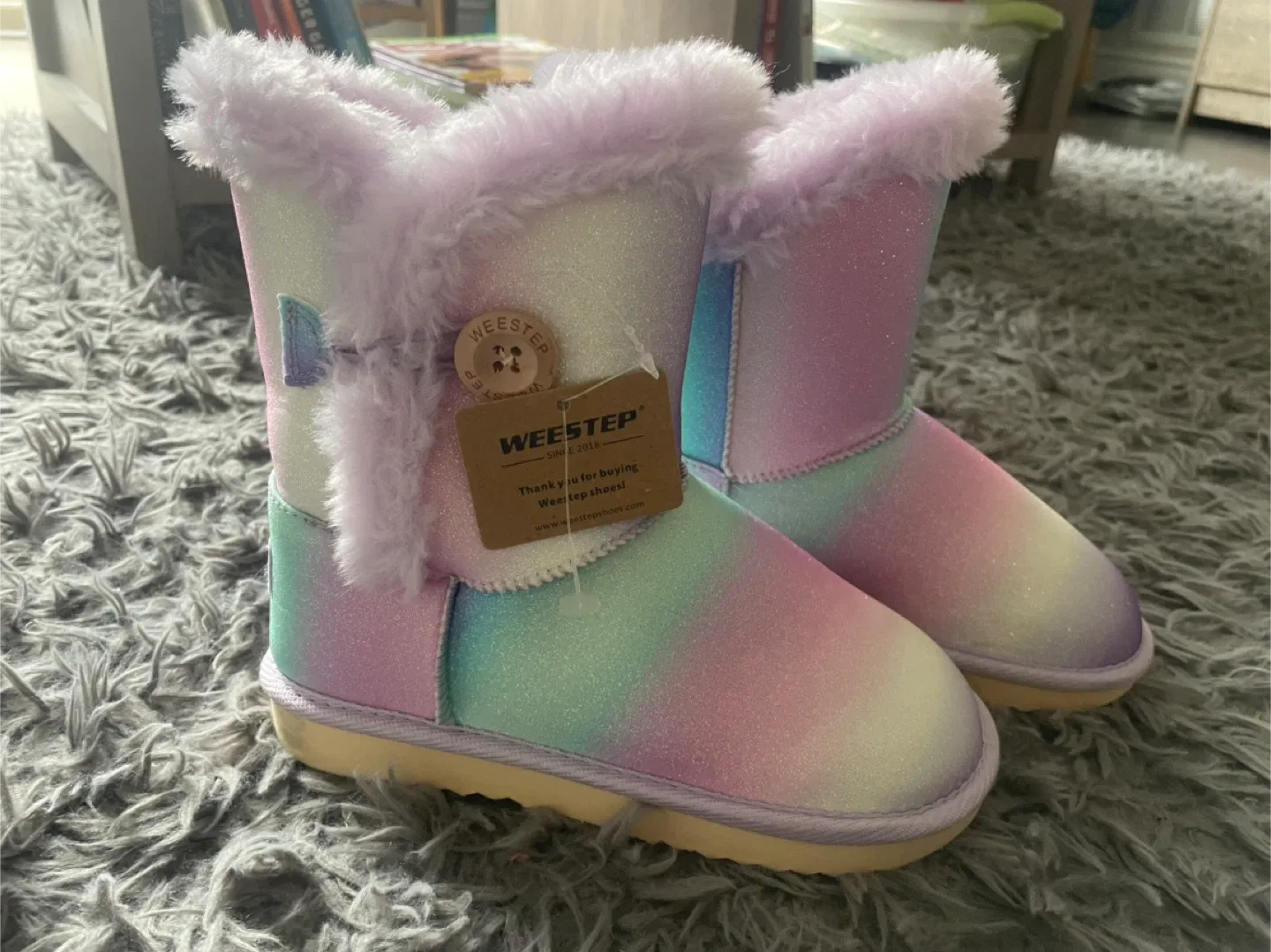 Weestep Kids' Rainbow Glitter Winter Boots - Size 10 image indicator(4)