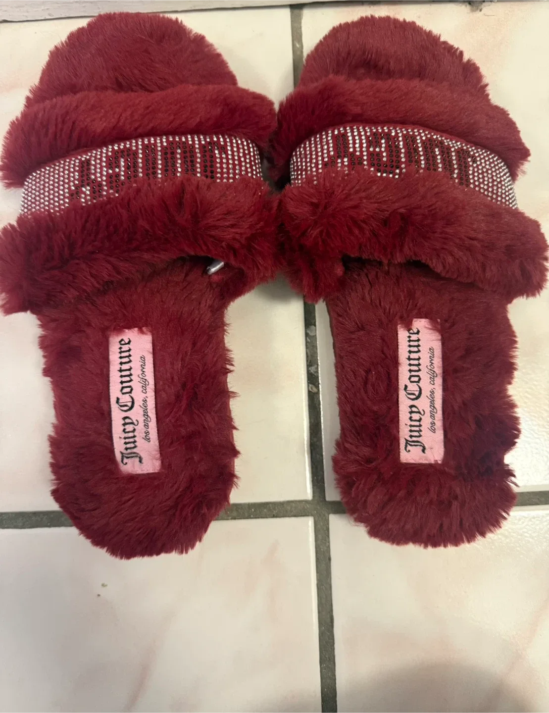 Juicy Couture Red Faux Fur Slippers thumbnail